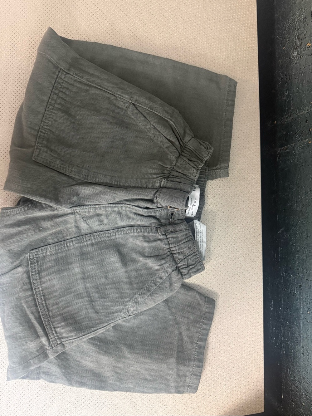 Zara Olive Green Elastic Waist Kids Casual Shorts